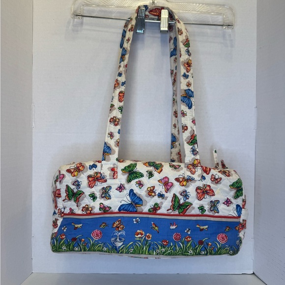 Quilted Cotton Duffle Bag with Coin Purse. Butterfly Garden Motif - Picture 2 of 8